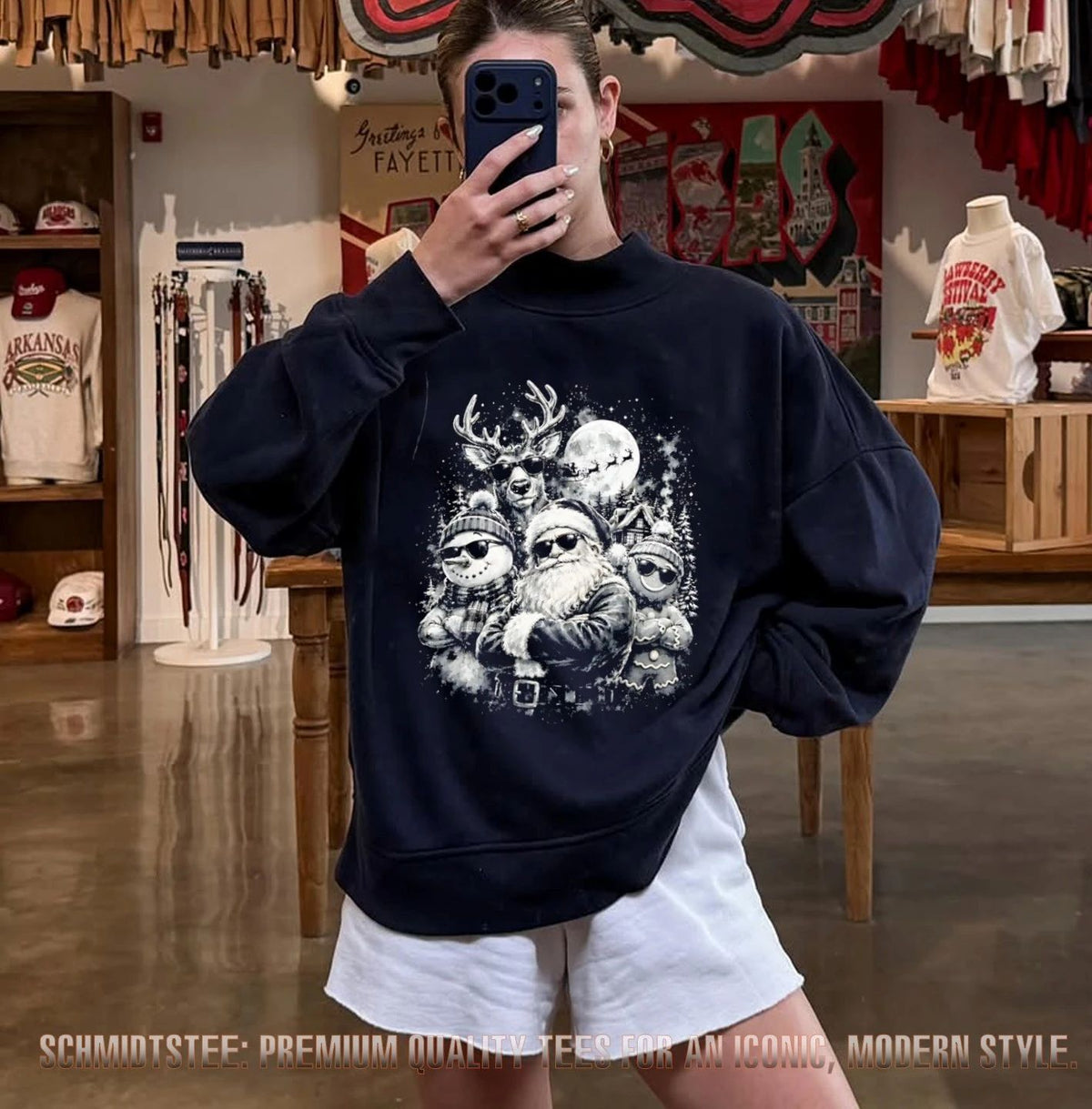 Santa Claus Reindeer Snowman Gingerbread Man Christmas Crew shirt