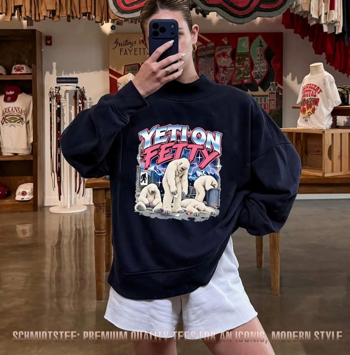Yeti on Fetty Bootleg Style Bigfoot Sasquatch shirt