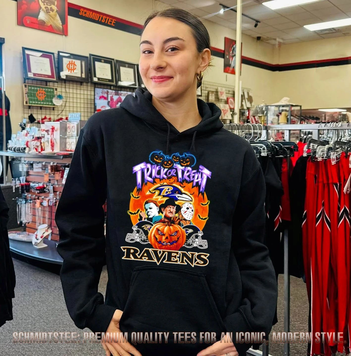 Baltimore Ravens x Horror characters Trick Or Treart Halloween shirt