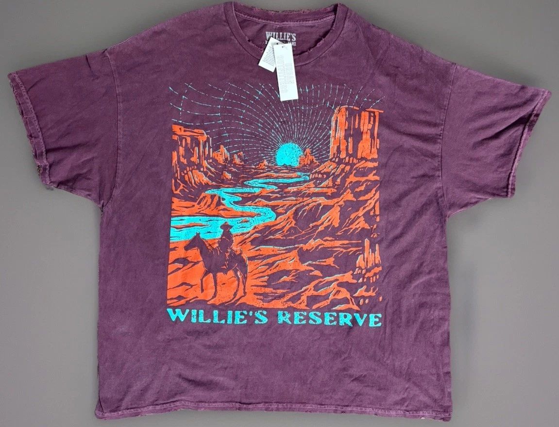 Willie’s Reserve Oversized Distressed Tee L/XL Purple Cowboy Urban Outfitters