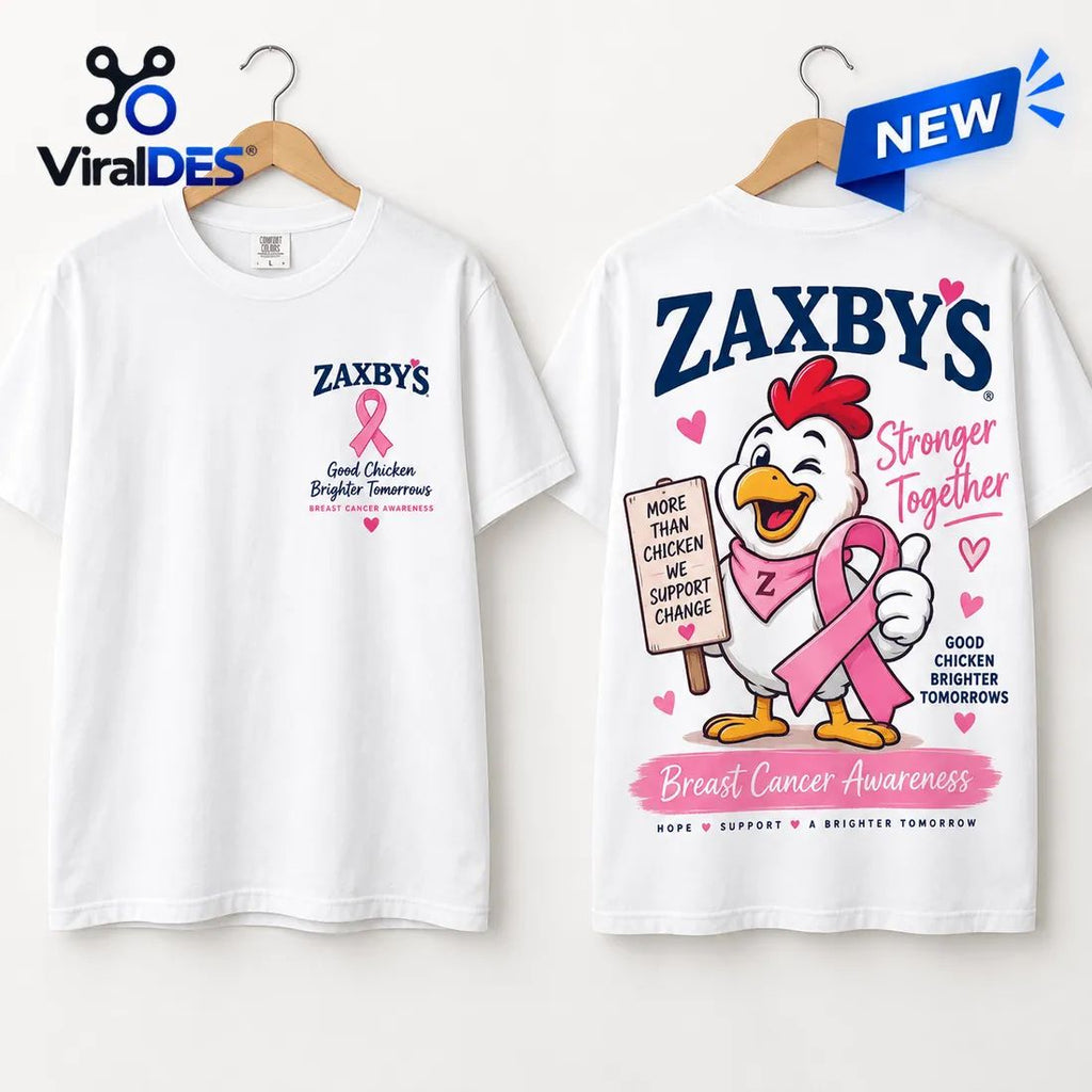 Zaxby’s Breast Cancer Awareness Pink Ribbon White Shirt