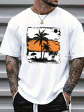 Palm Tree Graphic T-Shirt Tropical Beach Summer Vacation Casual Tee