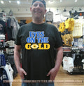 Eyes on the gold shirt