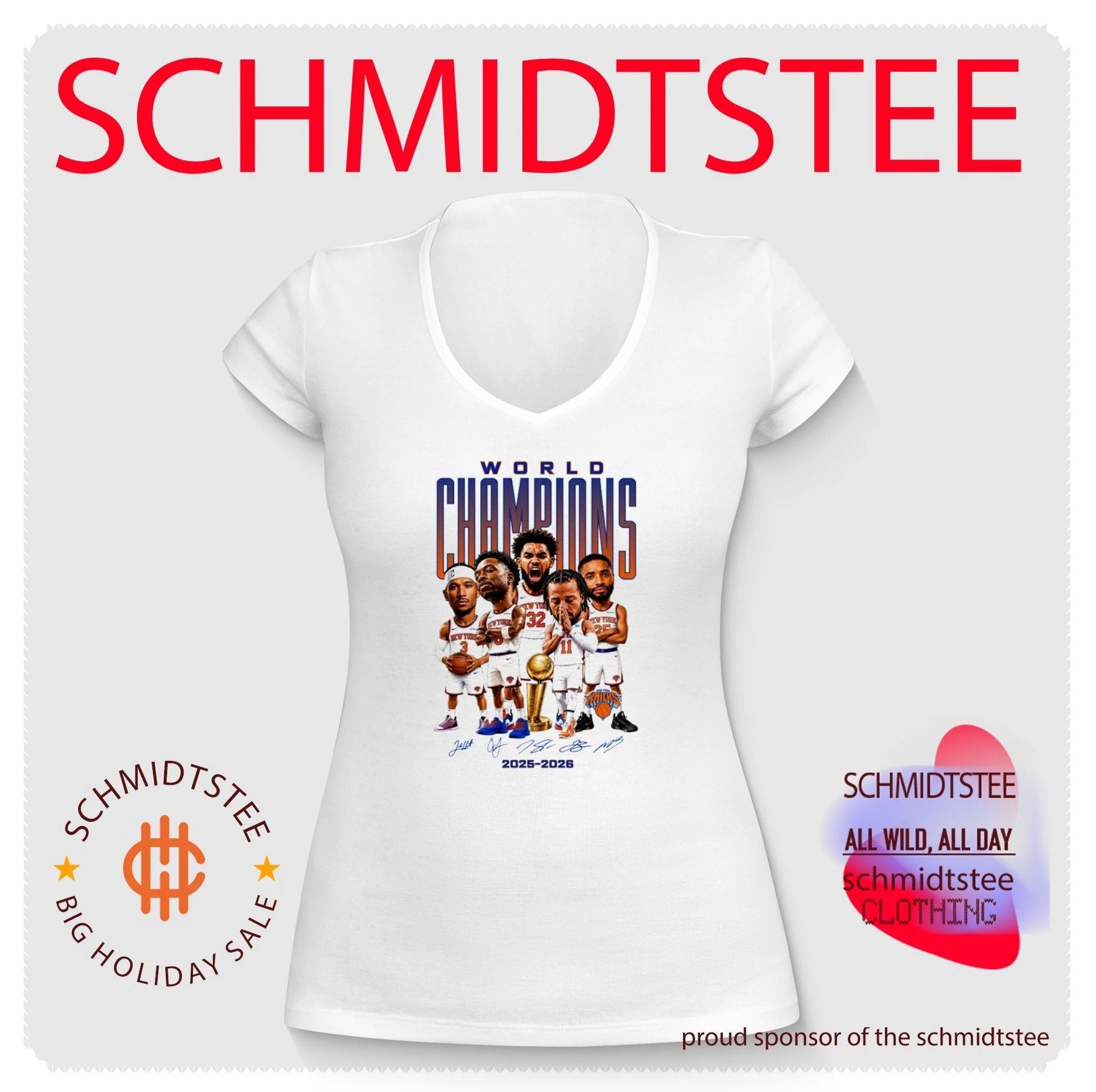 New York Knicks World Champions 2025-2026 signatures caricature shirt