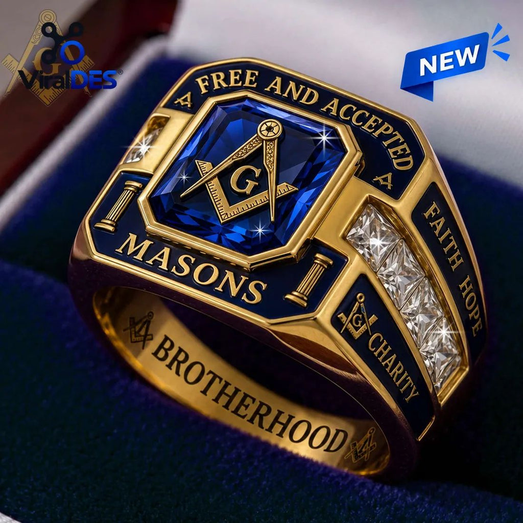 Freemason Square and Compass Gold Ring