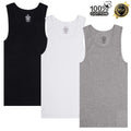 3 Packs Mens Ribbed Tank top 100% Cotton A-Shirt Wife Beater Mixed Undershirt