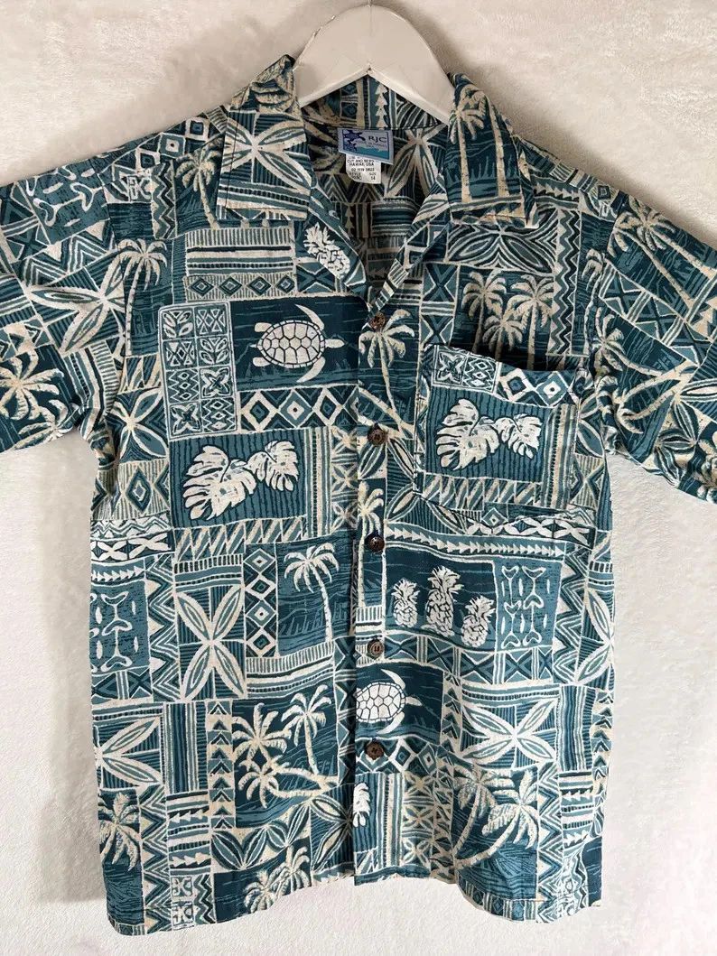 Vintage Hawaii Shirt Kids Aloha Beach Vacation Summer Tropical Print Top