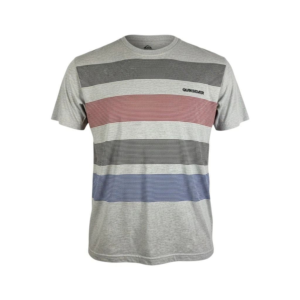Quiksilver Mens Striped T Shirt Casual Skate Streetwear Gray Size L