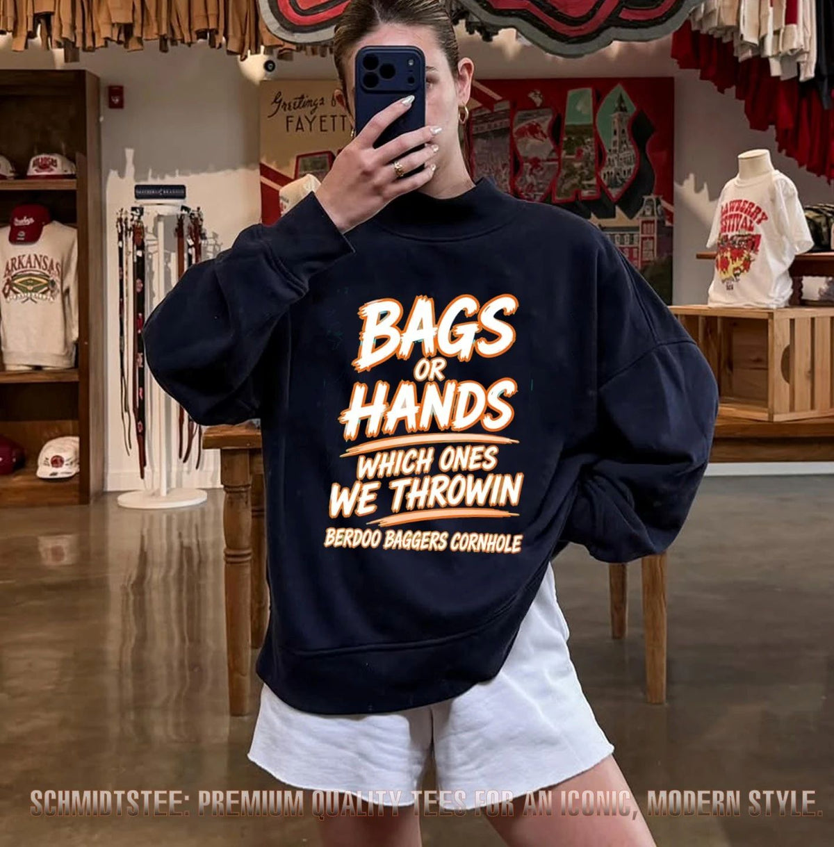 Miami Dolphins bags or hands which ones we throwin berdoo baggers cornhole shirt