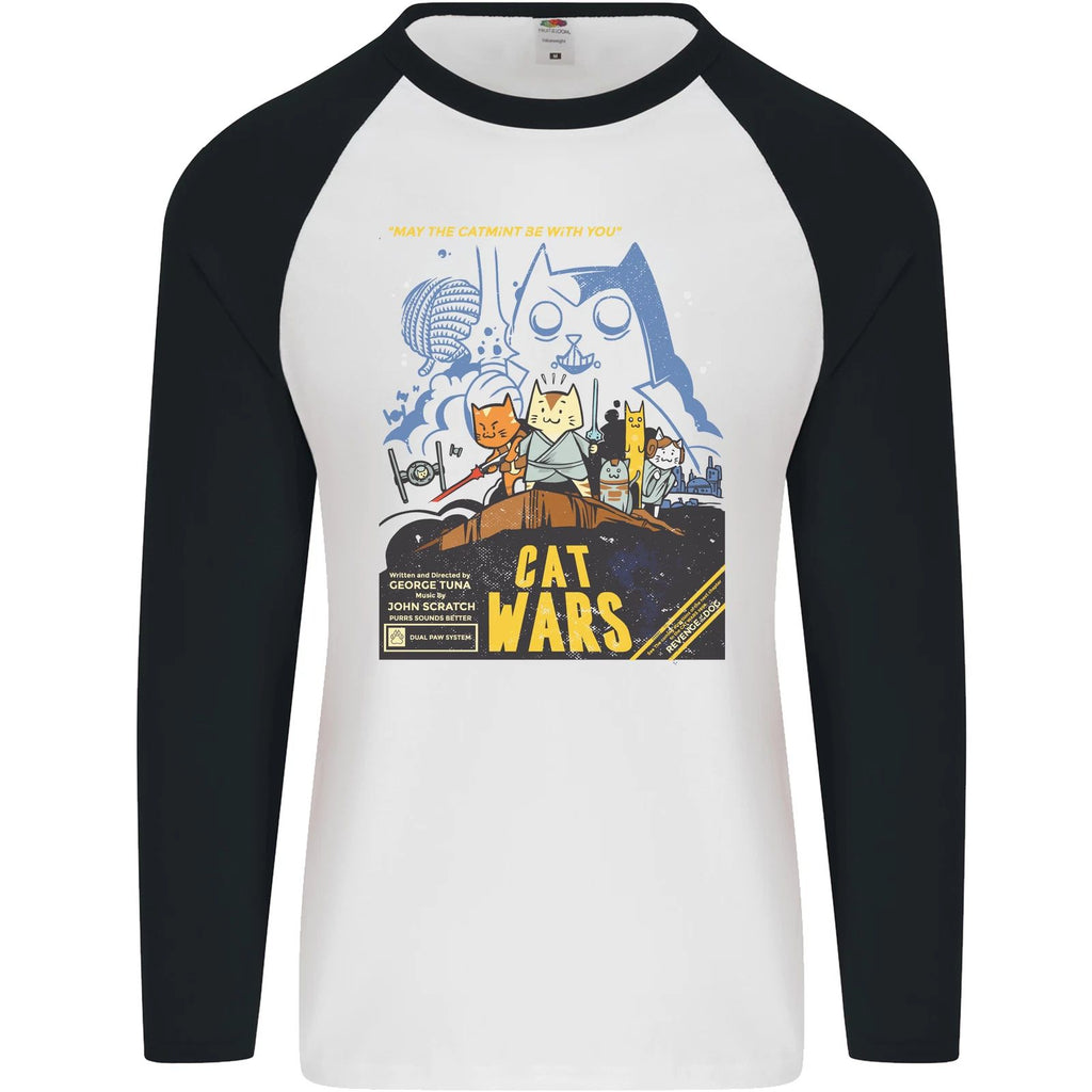 Cat Wars Funny Sci-Fi Mens L/S Baseball T-Shirt