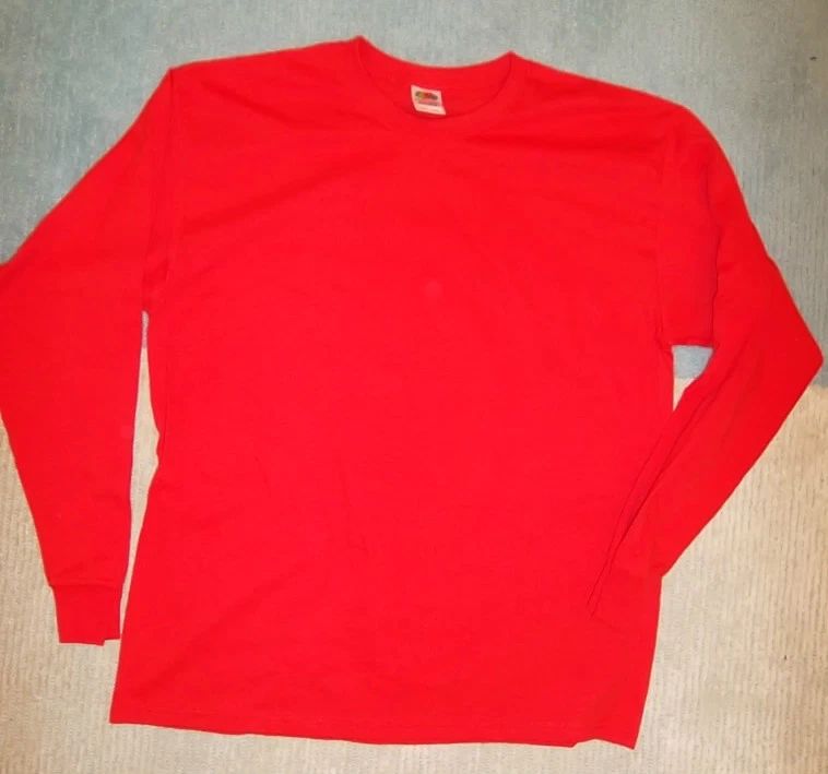 Mens Unisex shirt tshirt Brown Red long sleeve large NEW fruit of the loom