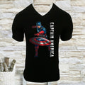 NWT CAPTAIN AMERICA SUPERHERO LOGO COMICS MEN'S V NECK SHORT SLEEVE T-SHIRT