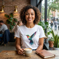 Womens Hummingbird Graphic T-Shirt – Colorful, Modern Bird Print