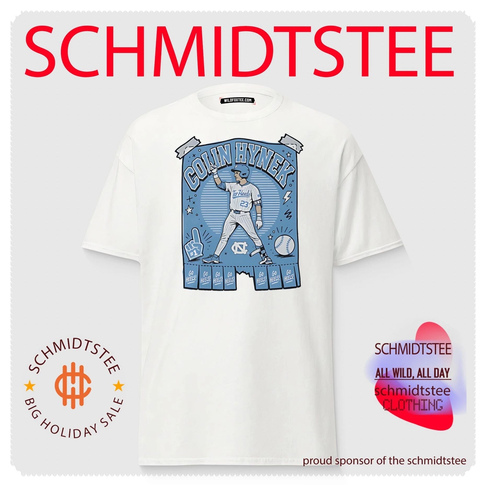 North Carolina Tar Heels Colin Hynek posing graphic shirt