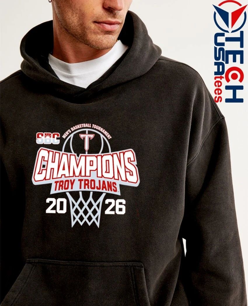 Troy Trojans 2026 Sun Belt Men’s Basketball Tournament Champions logo shirt