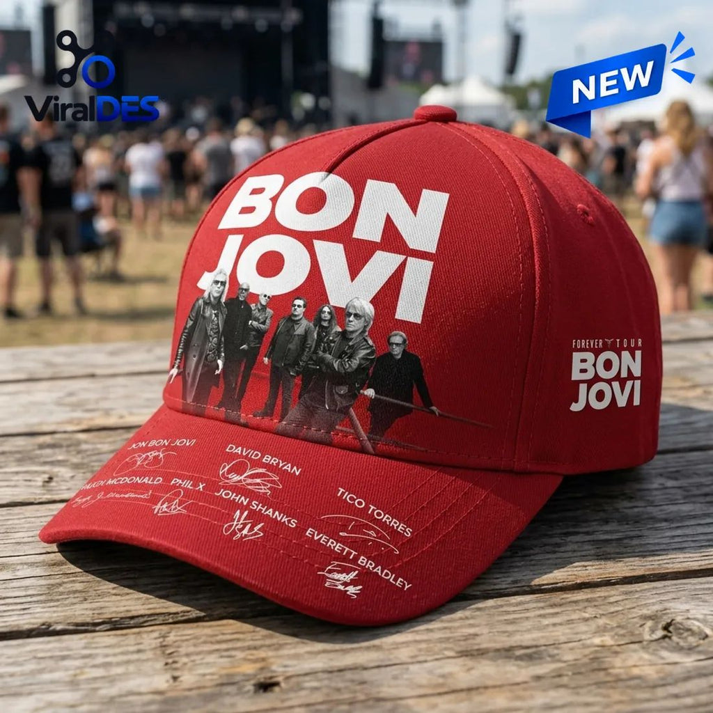 Bon Jovi Forever Tour Red Baseball Cap