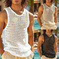 Stylish Korean Mens Mesh Vests U Neck Sleeveless Tank Tops for Summer Wear