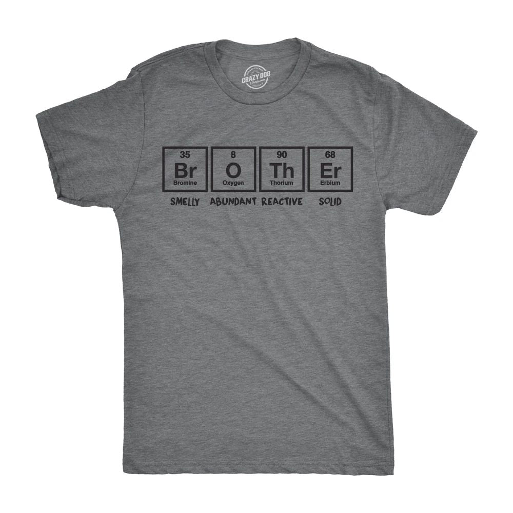 Mens Brother Periodic Table T shirt Nerdy Geeky Tee for Science Lovers