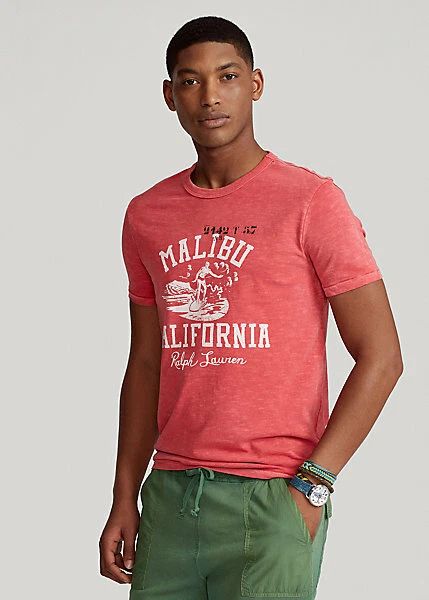 Polo Ralph Lauren MALIBU CALIFORNIA Surfing T-shirt Red Men's  Size XL