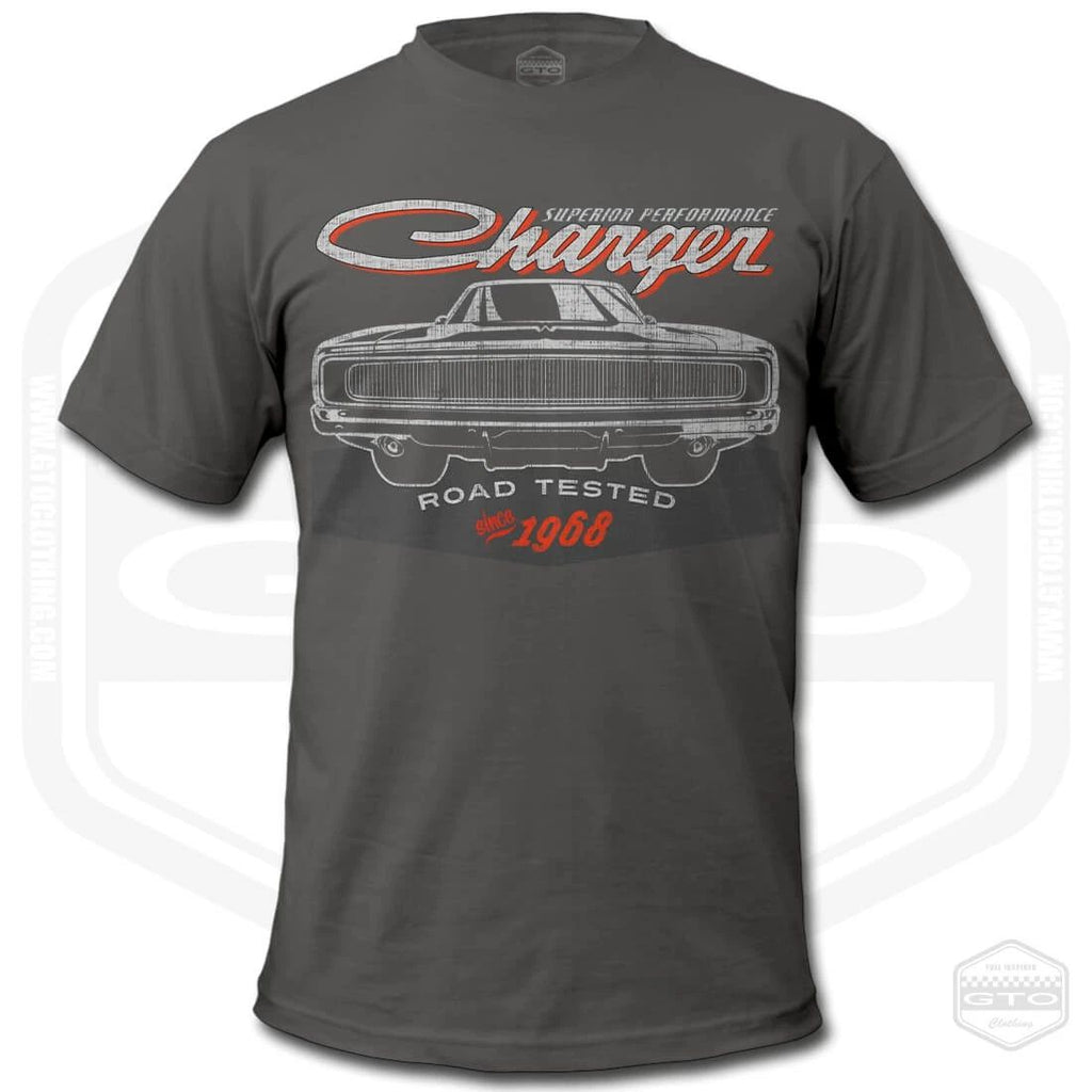 1968 Charger Road Tested T-Shirt Men American Muscle Car Fan Art