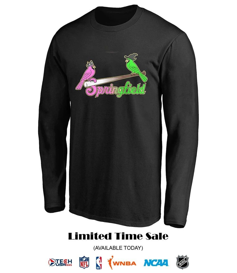 Springfield Cardinals Baseball pink and green logo shirt