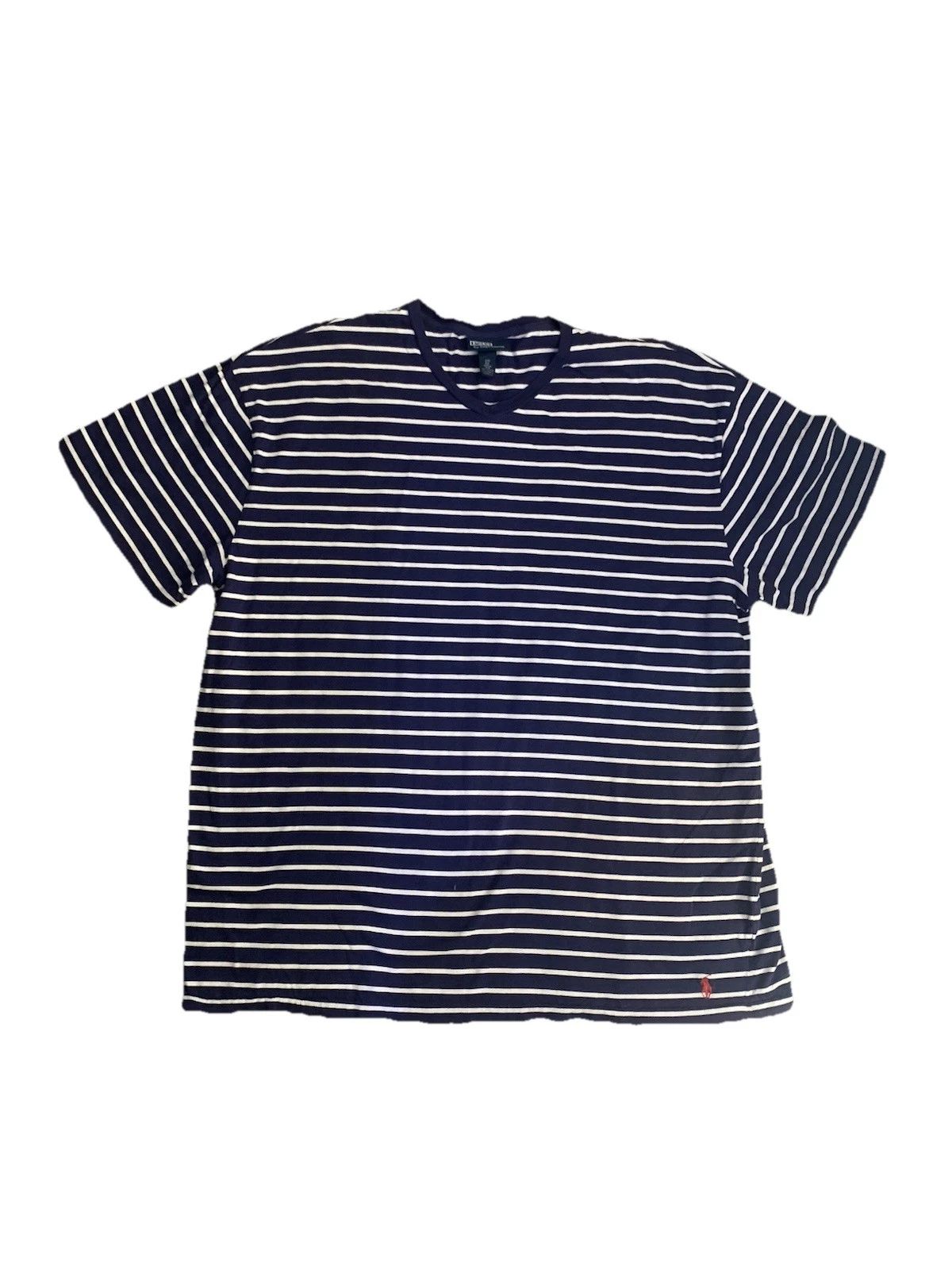 Polo Ralph Lauren Big Men’s 2XB Blue & White Stripe V Neck T Shirt