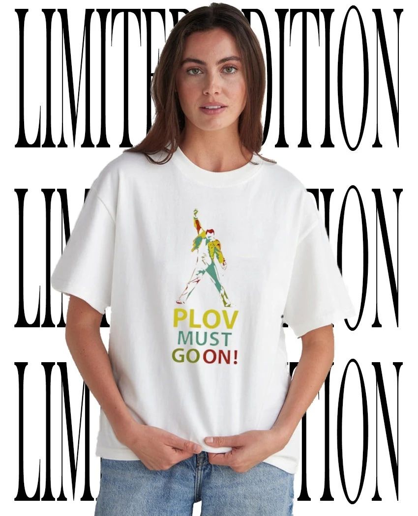 Freddie Mercury Plov Must Go On Funny Foodie Pun shirt