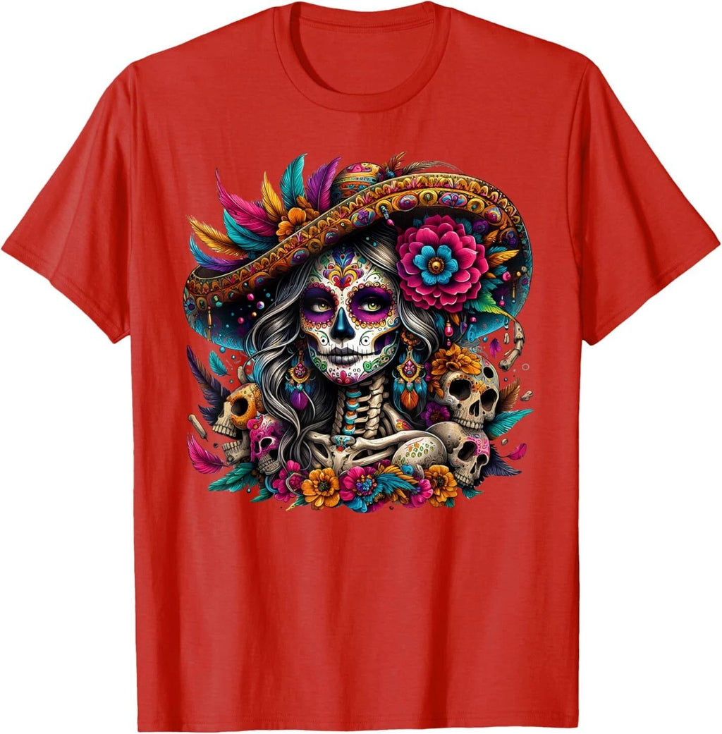 De Los Muertos La Catrina Day of The Dead Sugar Skull Women T-Shirt