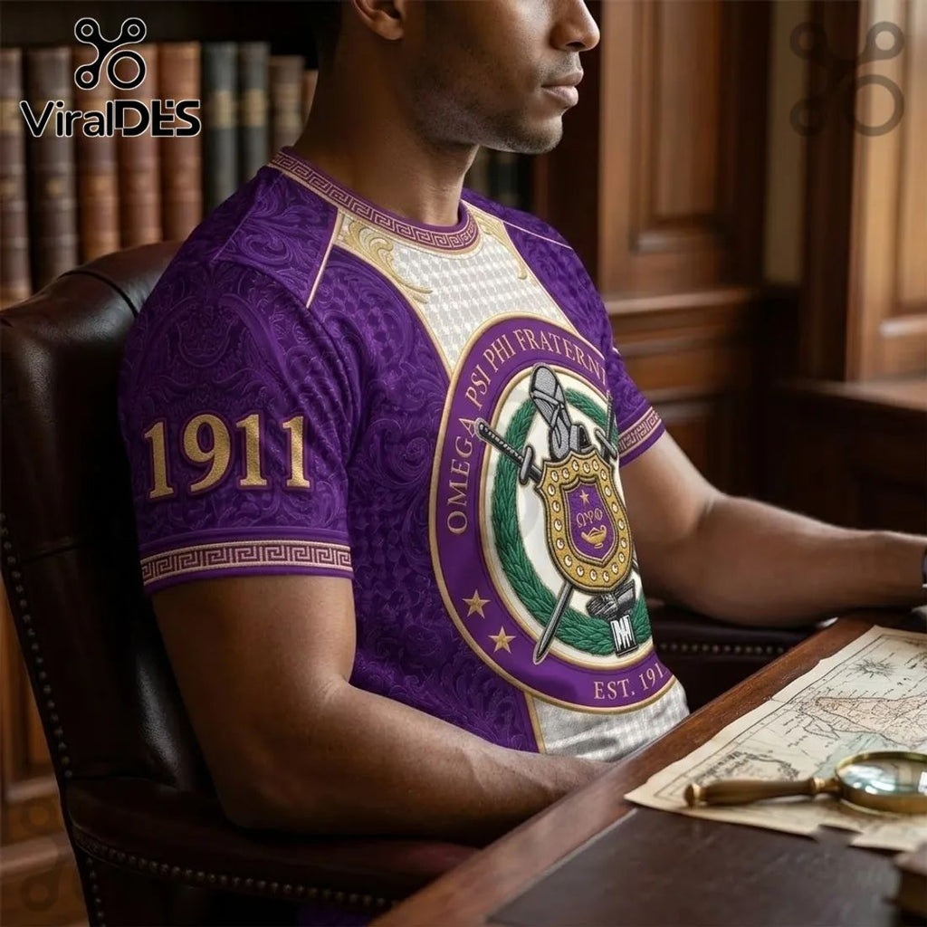 Omega Psi Phi Fraternity Purple Crest T-Shirt
