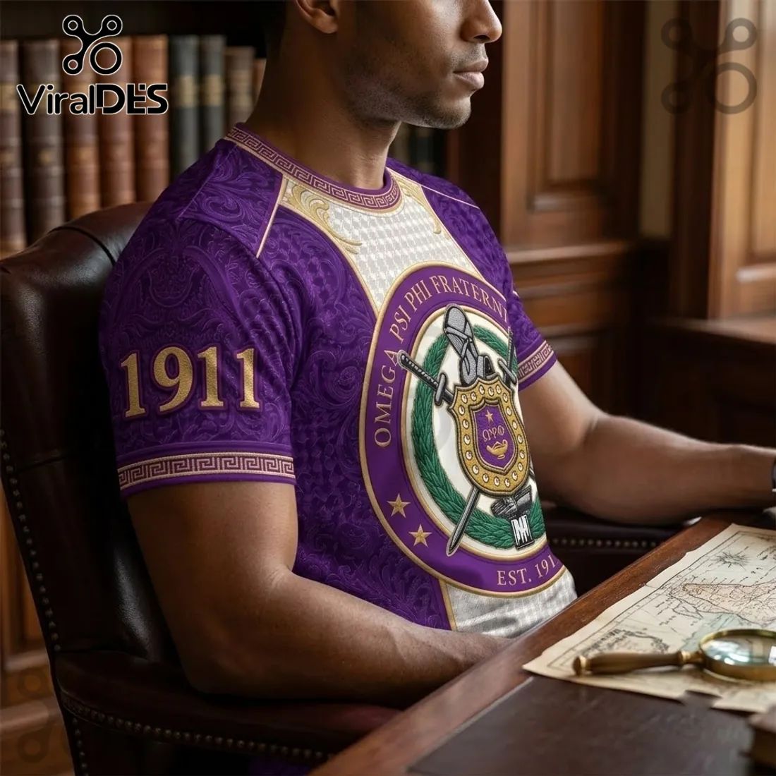 Omega Psi Phi Fraternity Purple Crest T-Shirt