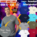 Personalised Custom Embroidered Unisex Gildan Hammer Adult T-Shirt Short Sleeve