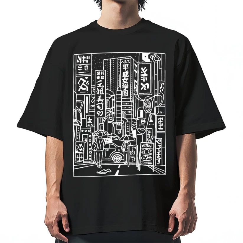 Minimalist Tokyo Street Cotton casual T-shirt, Graphic T-Shirt Unisex, Art Shirt