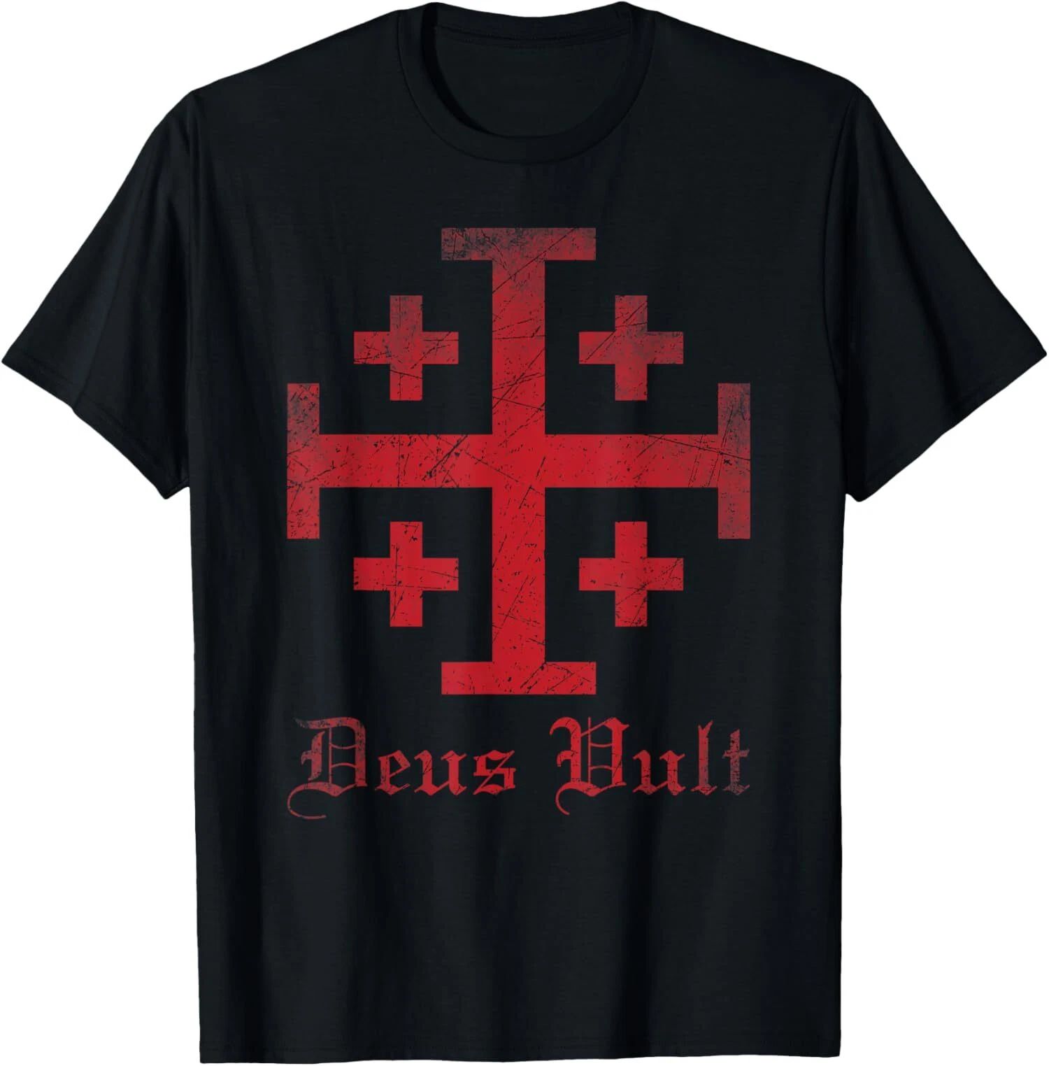 NEW LIMITED Knight Templar Cross Crusader Deus Vult Jerusalem Cross T-Shirt