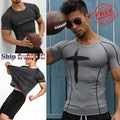 Men's Casual Tight Running Fitness Clothes High Elastic Breathable Tee T Shirt