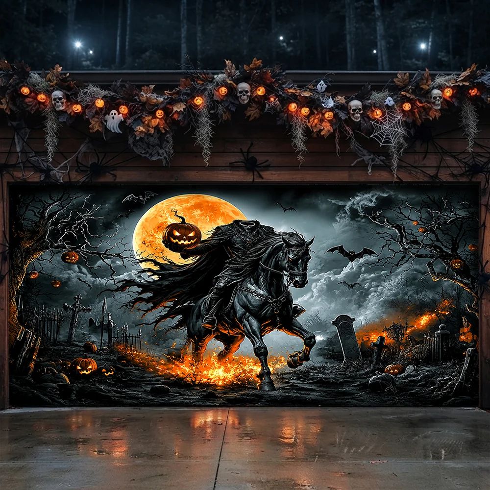 Legend Of The Headless Rider Halloween Garage Door Banner