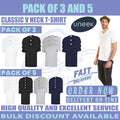 Packs Of 5 & 3 Classic V Neck T-Shirt Plain Short Sleeve
