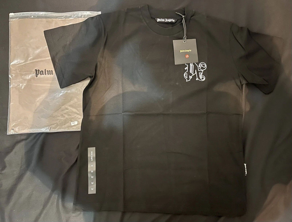 Palm Angels Black Logo Graphic Print Men's Crew Neck Short Sleeve T-Shirt M