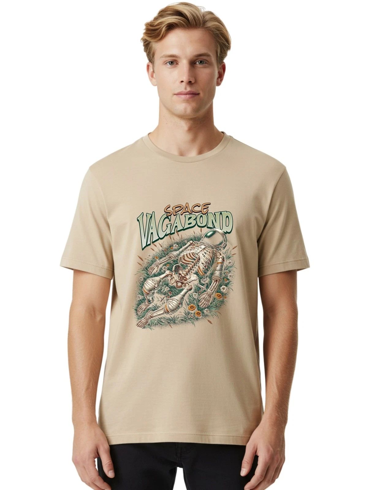 Space-Vagabond Mens Graphic Tee,100% Cotton,Casual Summer Wear