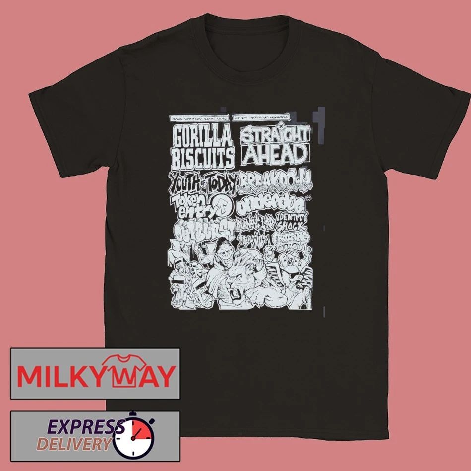 Gorilla Biscuits X Straight Ahead NYHC Brooklyn Monarch 2026 Event Shows Gig Poster Lineup On April 25 26 2026 T-Shirt