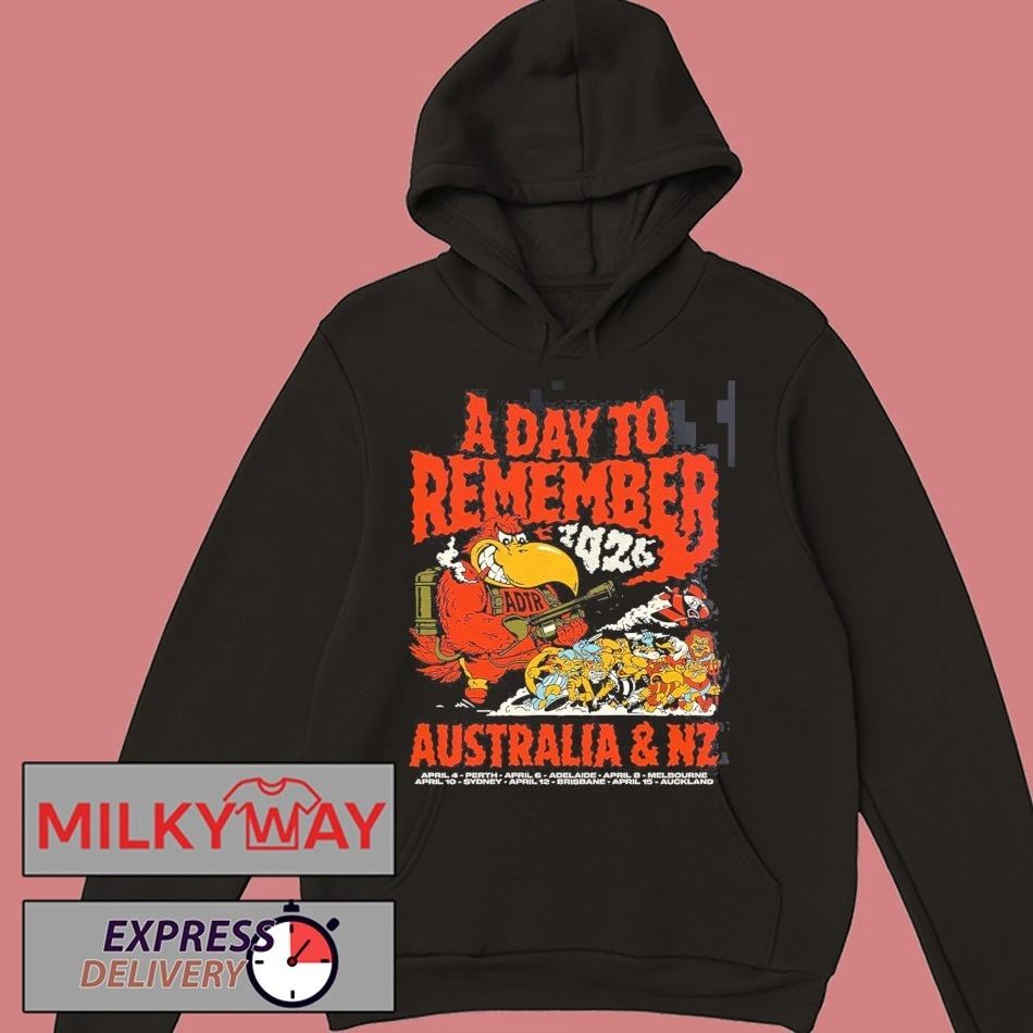 A Day To Remember 2026 Australia And New Zealand Tour Merch The Red Vulture Art With Dates T-Shirt