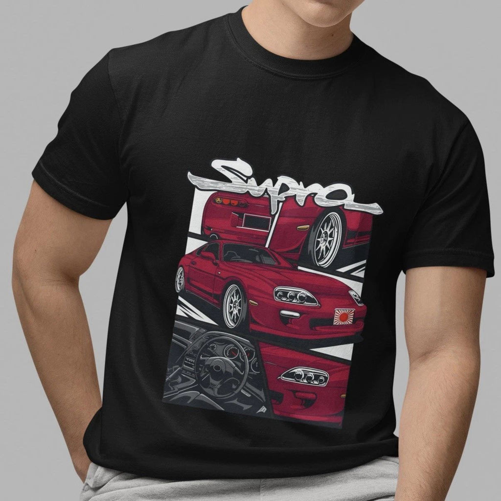 Streetwear Toyota Supra  JDM Sports Car Graphic Black Casual Men’s T-Shirt  Top