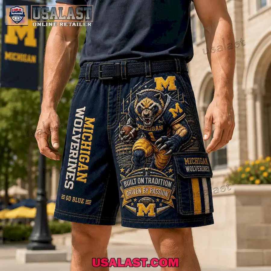 Michigan Wolverines Built On Tradition Driven By Passion Go Blue Men Cargo Short