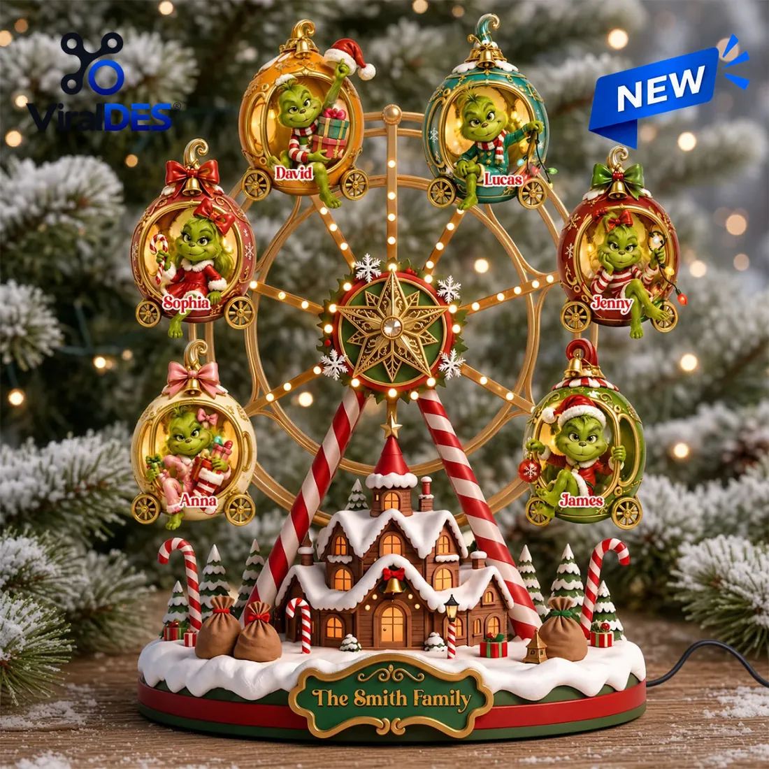 Personalized The Grinch Christmas Ferris Acrylic Light Box
