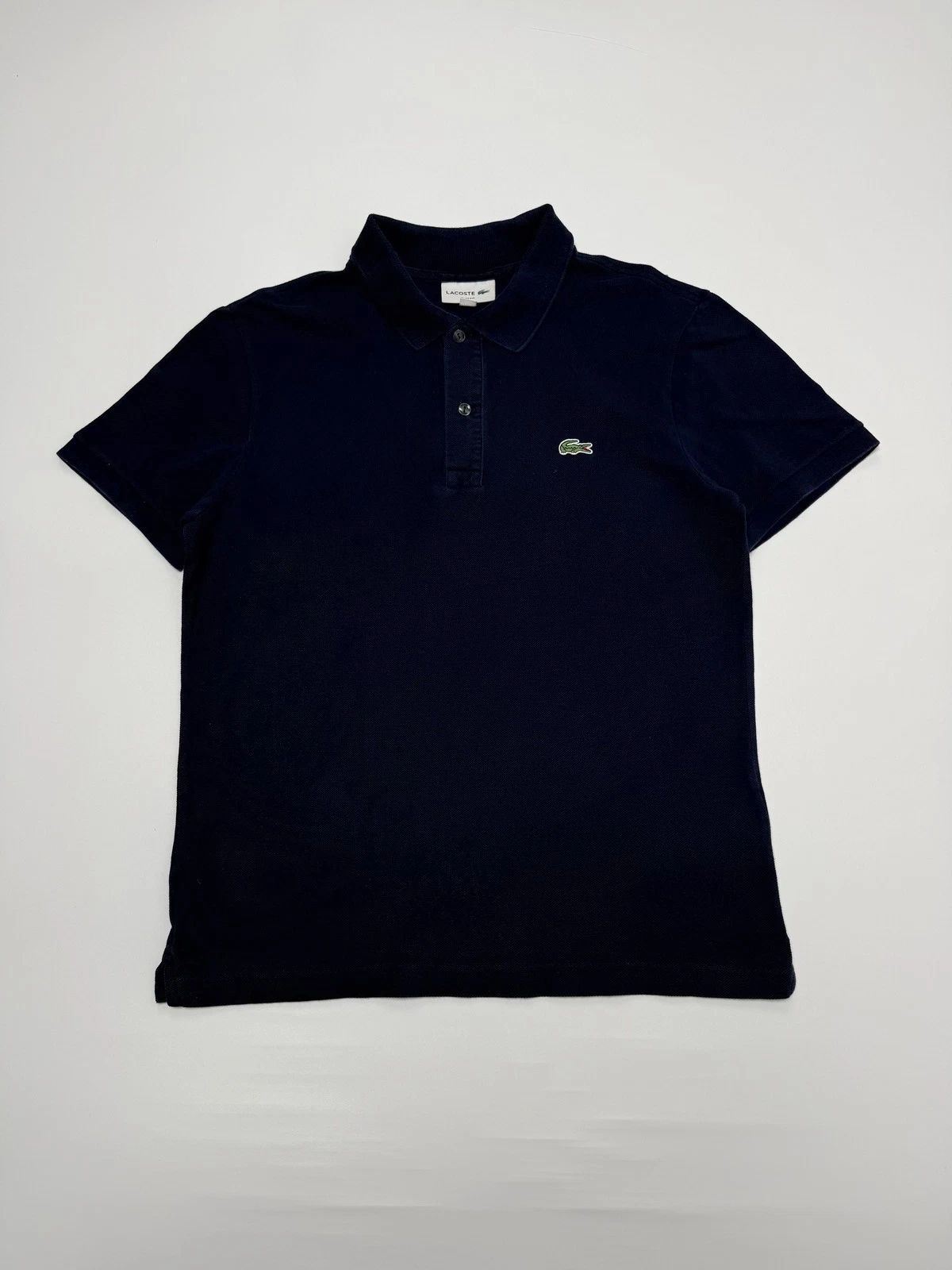 Lacoste Polo Shirt Slim Fit Short Sleeve Logo Button Men's S Navy Blue
