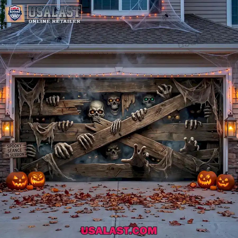 Boarded Horror Halloween Garage Door Banner