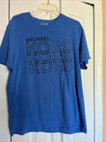 Men's~MICHAEL KORS~Blue~100%Cotton~Silver Tone Logo T-Short Size L~NICE~