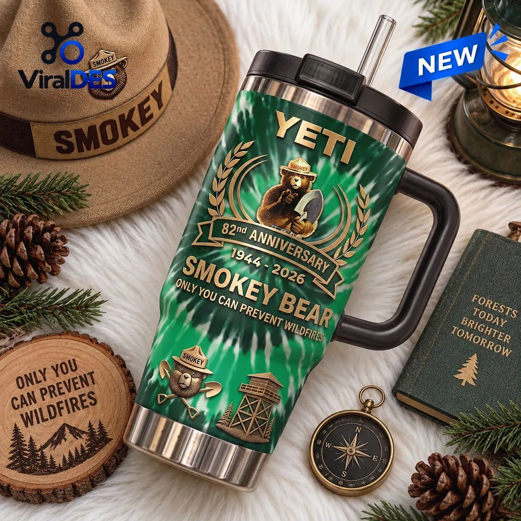 Smokey Bear 82nd Anniversary Green Stanley Tumbler