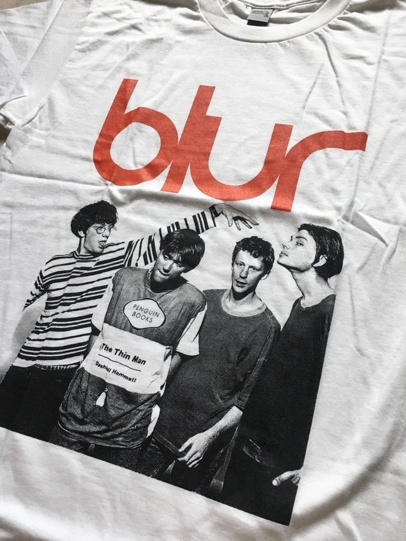 vintage BLUR rock music band short sleeve white color shirt KV33654
