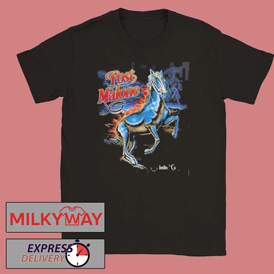Post Malone Stagecoach 2026 Festival Indio California Merch On April 26 2026 The Lightning Horse T-Shirt