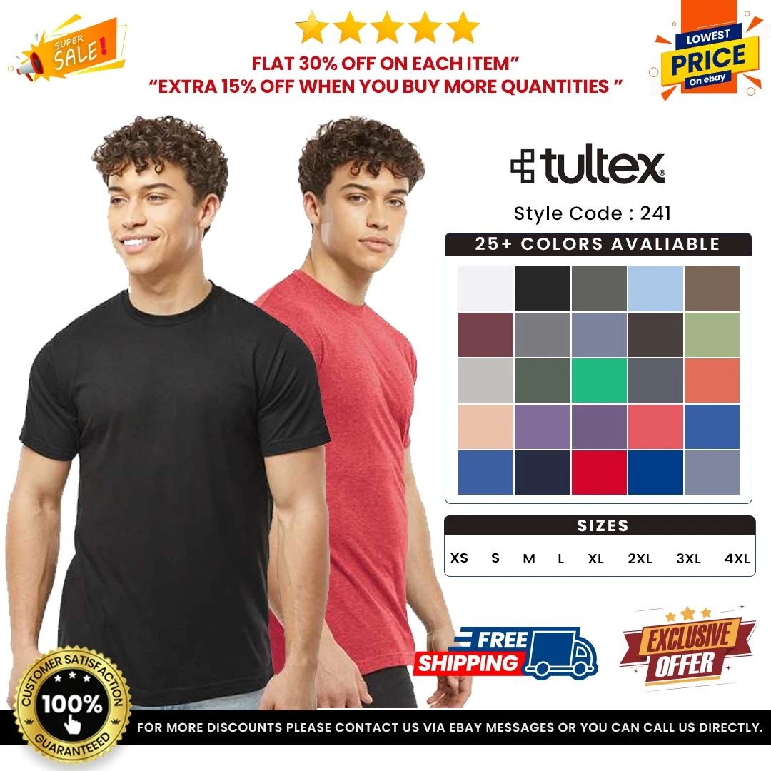 Tultex  241 Unisex 65% Polyester 35% USA Ringspun Cotton Poly-Rich T-Shirt
